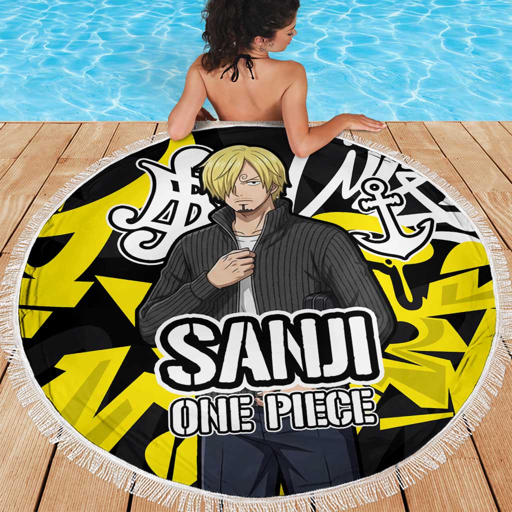 Vinsmoke Sanji One Piece Beach Blanket Graffiti Street Art Anime Collage