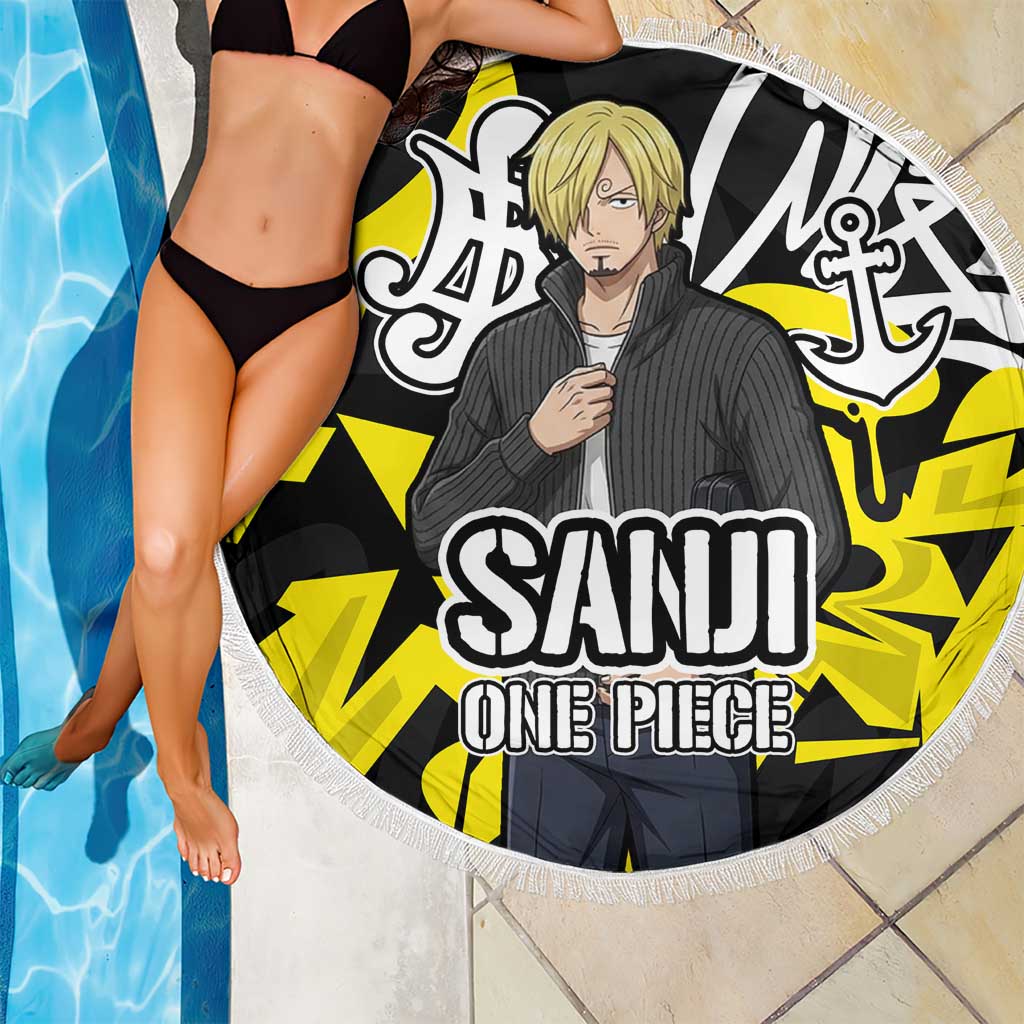Vinsmoke Sanji One Piece Beach Blanket Graffiti Street Art Anime Collage