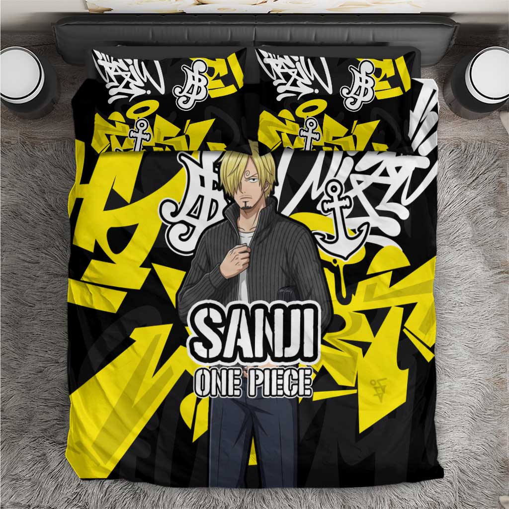 Vinsmoke Sanji One Piece Bedding Set Graffiti Street Art Anime Collage