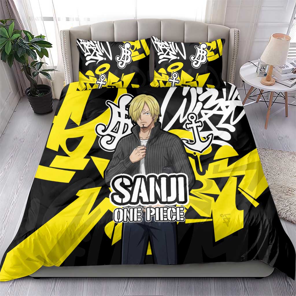 Vinsmoke Sanji One Piece Bedding Set Graffiti Street Art Anime Collage