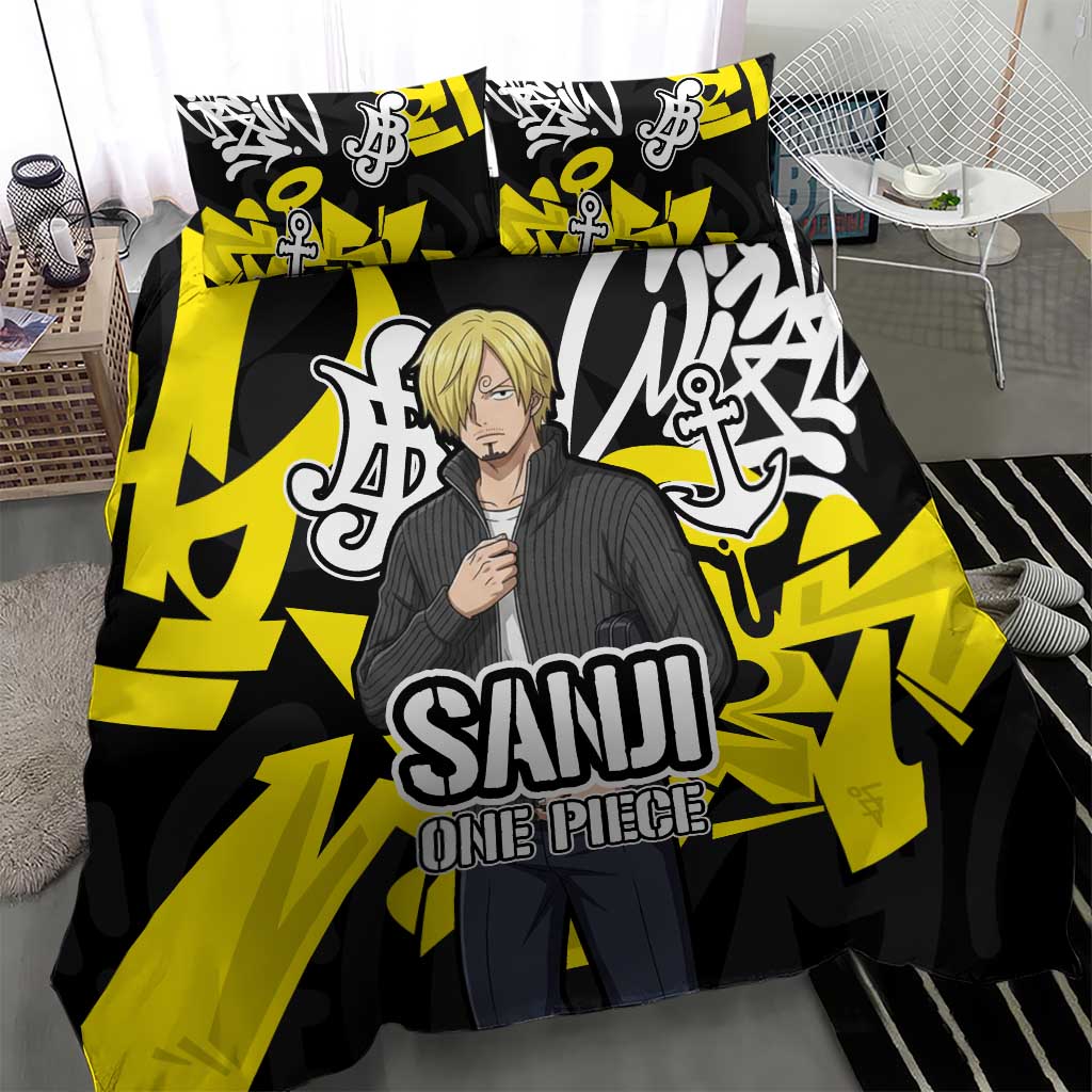 Vinsmoke Sanji One Piece Bedding Set Graffiti Street Art Anime Collage