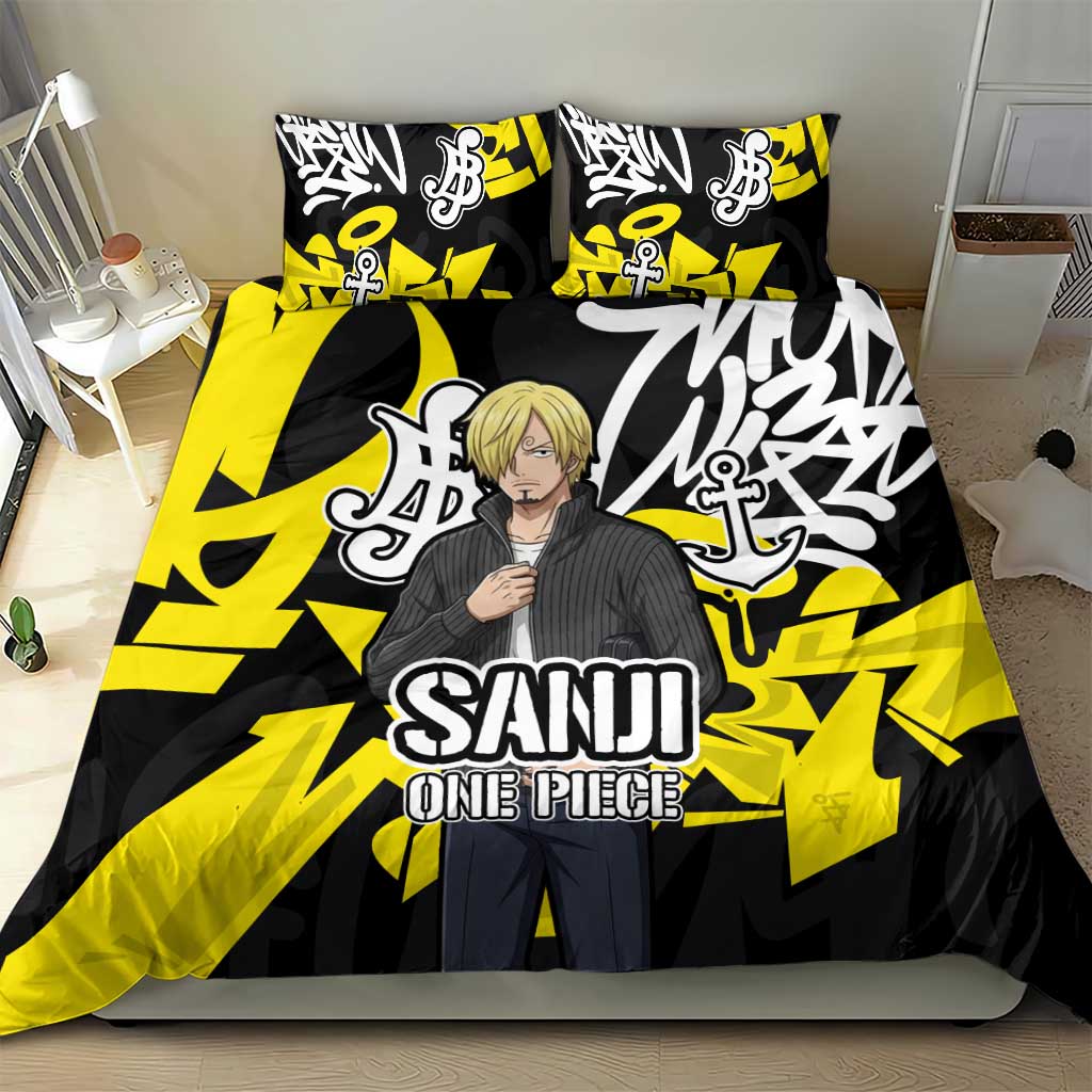 Vinsmoke Sanji One Piece Bedding Set Graffiti Street Art Anime Collage