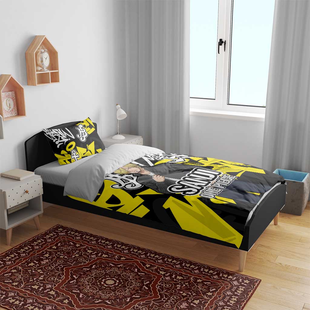 Vinsmoke Sanji One Piece Bedding Set Graffiti Street Art Anime Collage