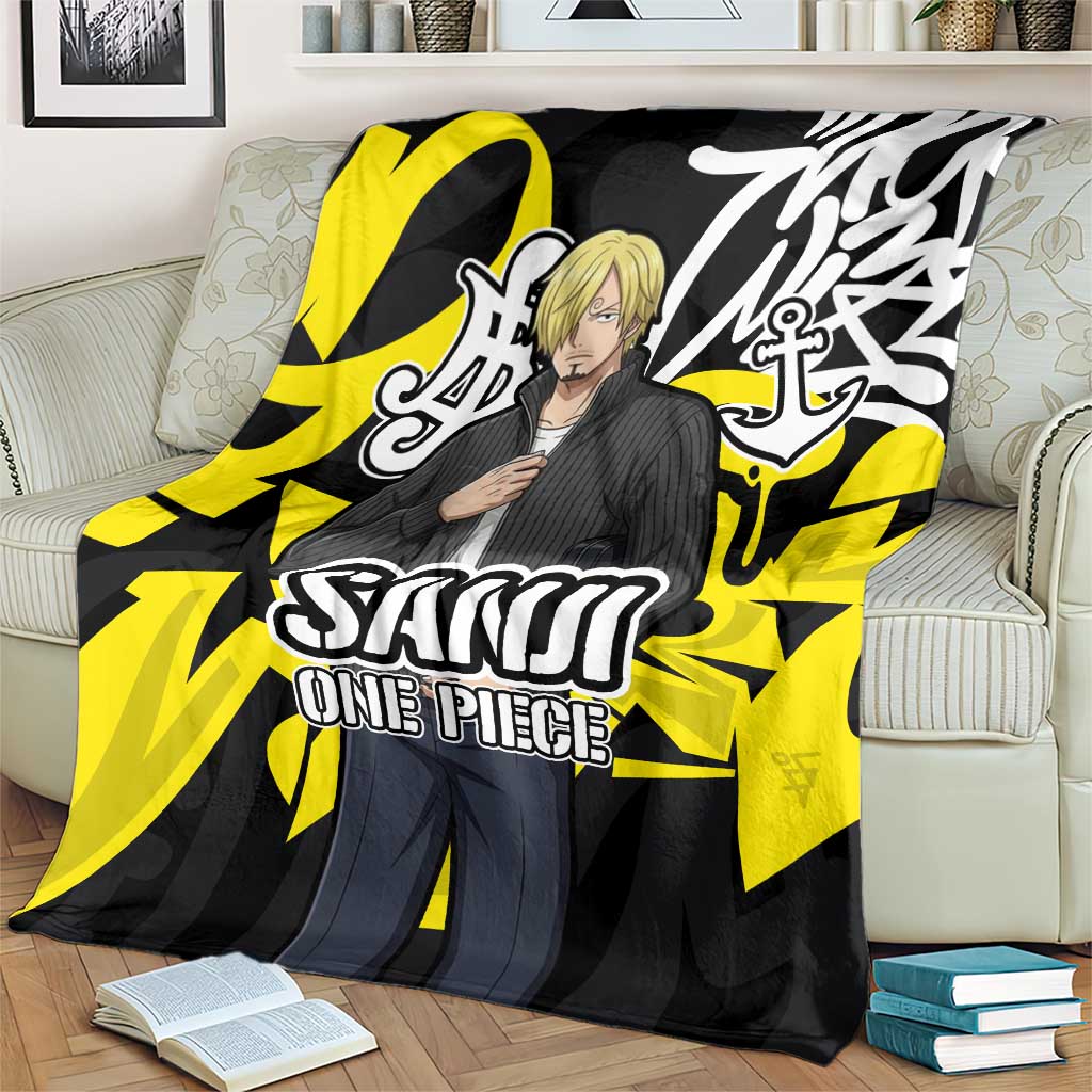 Vinsmoke Sanji One Piece Blanket Graffiti Street Art Anime Collage