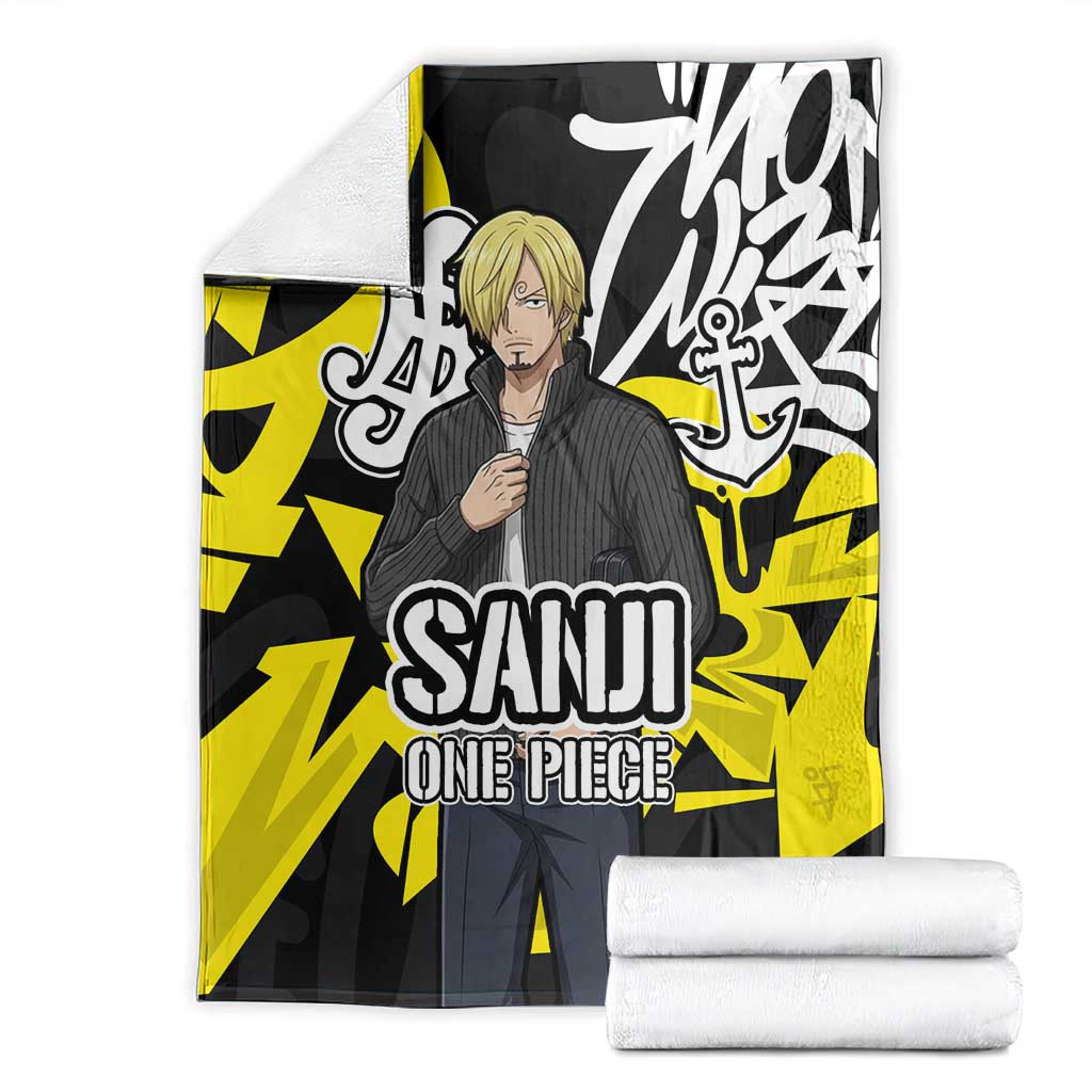 Vinsmoke Sanji One Piece Blanket Graffiti Street Art Anime Collage