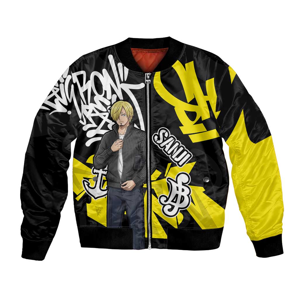 Vinsmoke Sanji One Piece Bomber Jacket Graffiti Street Art Anime Collage