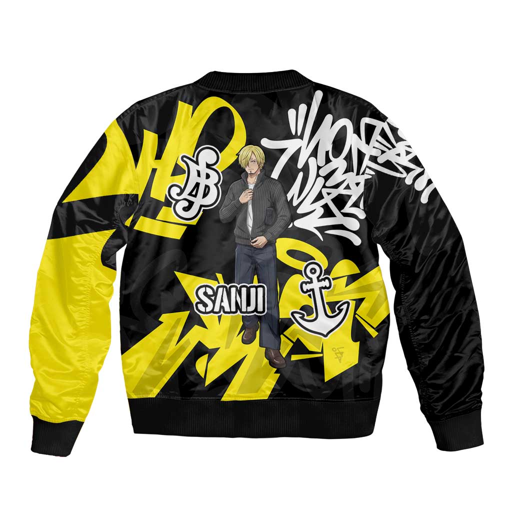 Vinsmoke Sanji One Piece Bomber Jacket Graffiti Street Art Anime Collage