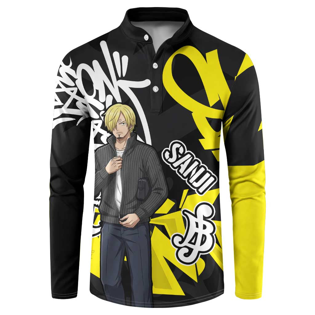 Vinsmoke Sanji One Piece Button Sweatshirt Graffiti Street Art Anime Collage