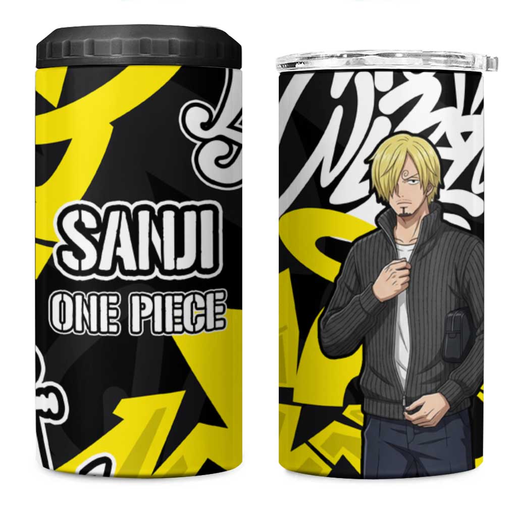 Vinsmoke Sanji One Piece 4 in 1 Can Cooler Tumbler Graffiti Street Art Anime Collage