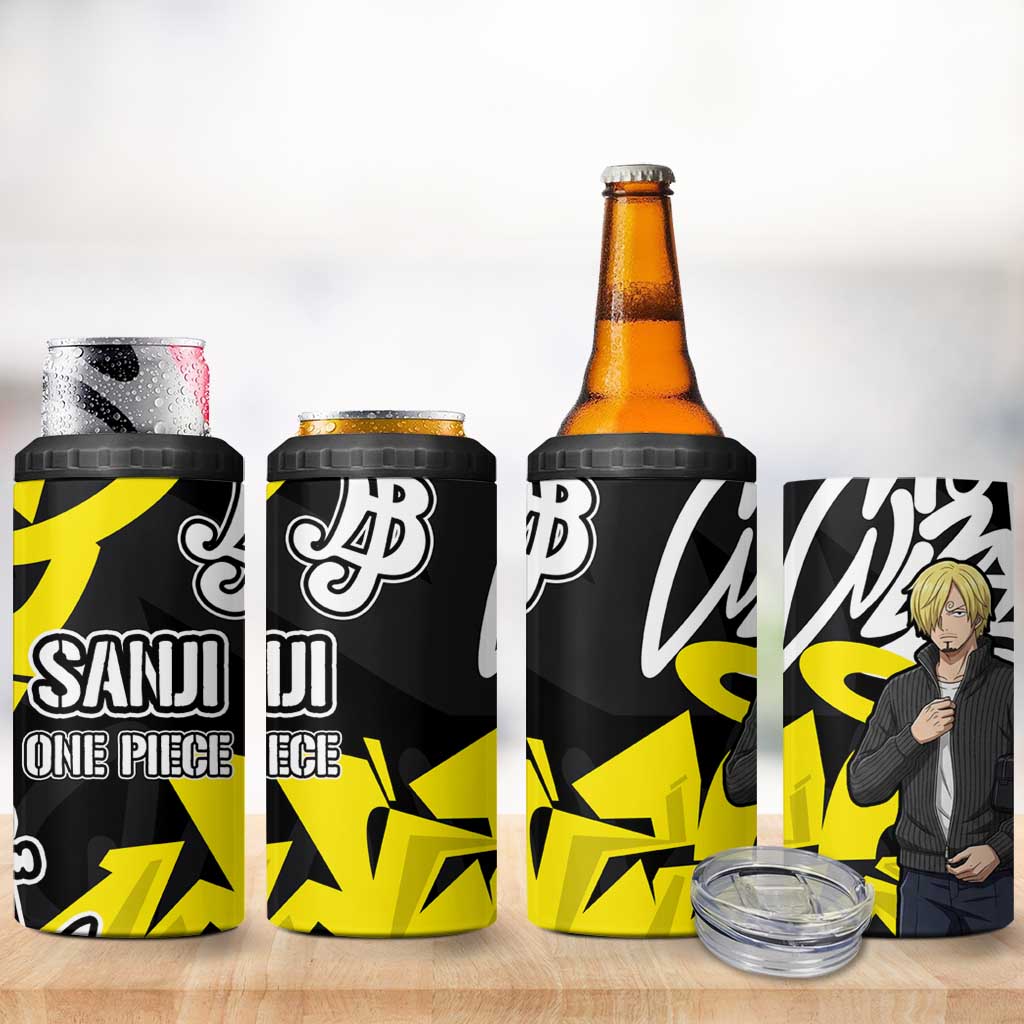 Vinsmoke Sanji One Piece 4 in 1 Can Cooler Tumbler Graffiti Street Art Anime Collage