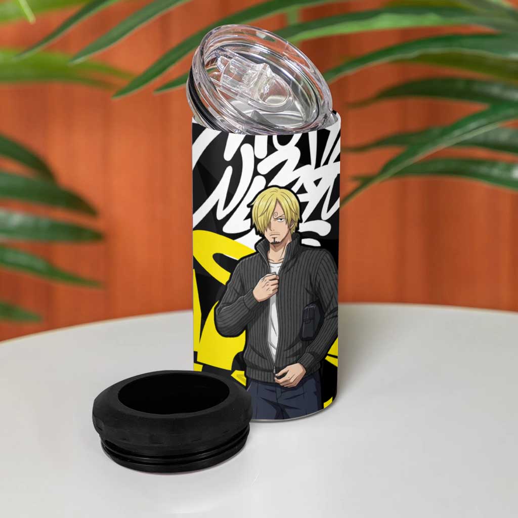 Vinsmoke Sanji One Piece 4 in 1 Can Cooler Tumbler Graffiti Street Art Anime Collage