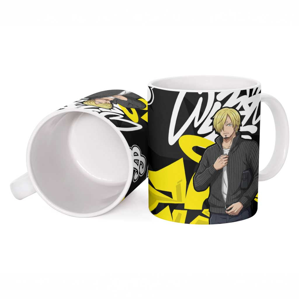 Vinsmoke Sanji One Piece Ceramic Mug Graffiti Street Art Anime Collage