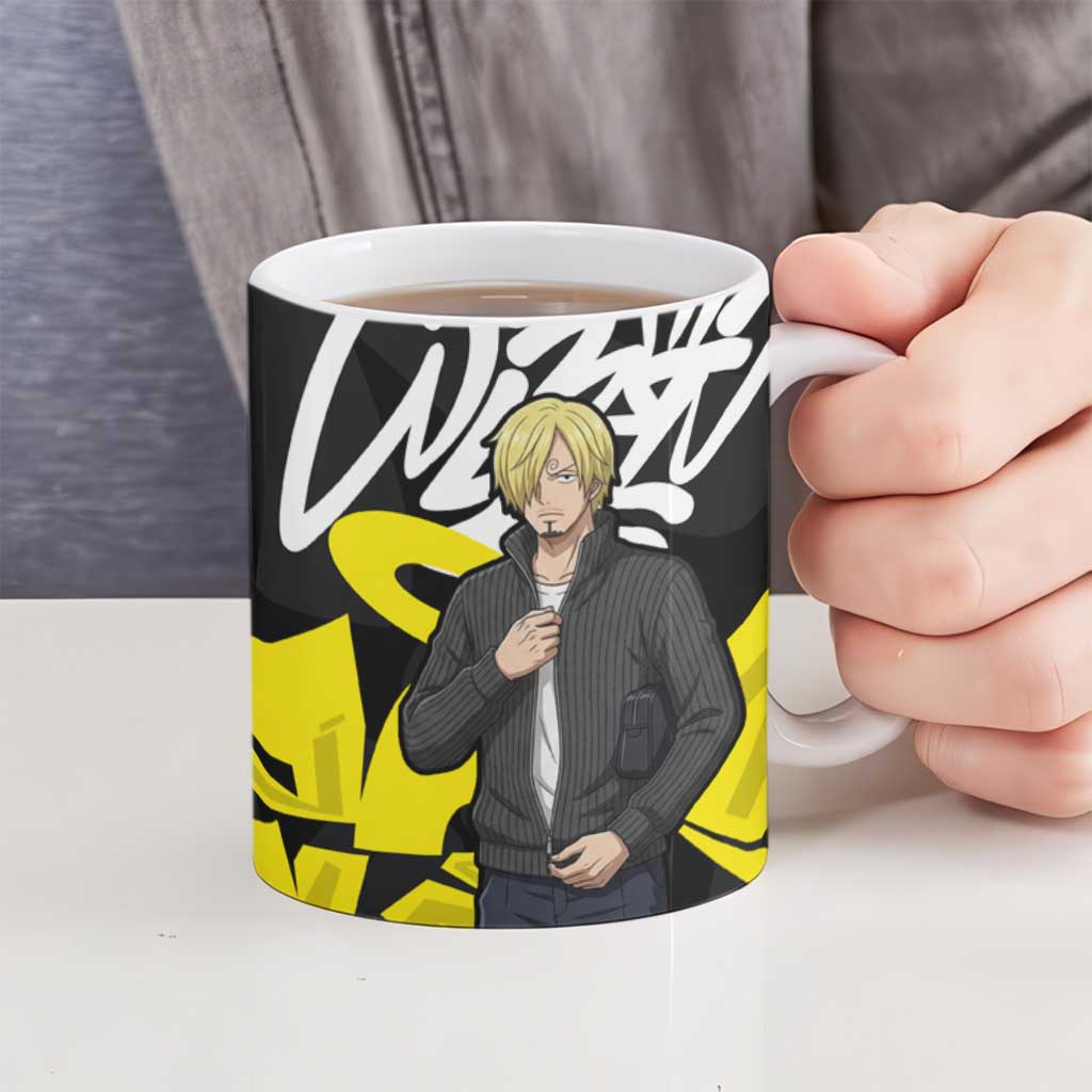 Vinsmoke Sanji One Piece Ceramic Mug Graffiti Street Art Anime Collage