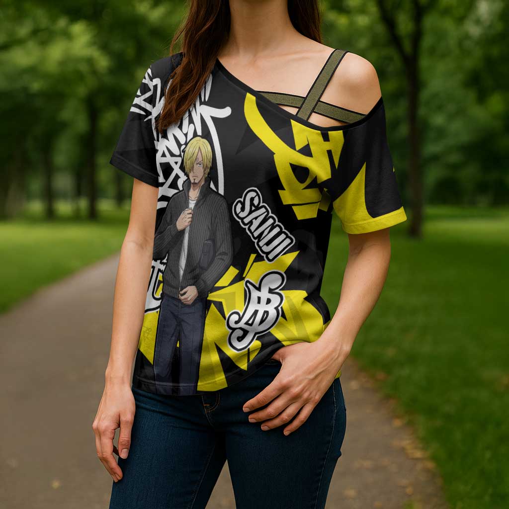 Vinsmoke Sanji One Piece Cross Shoulder Shirt Graffiti Street Art Anime Collage