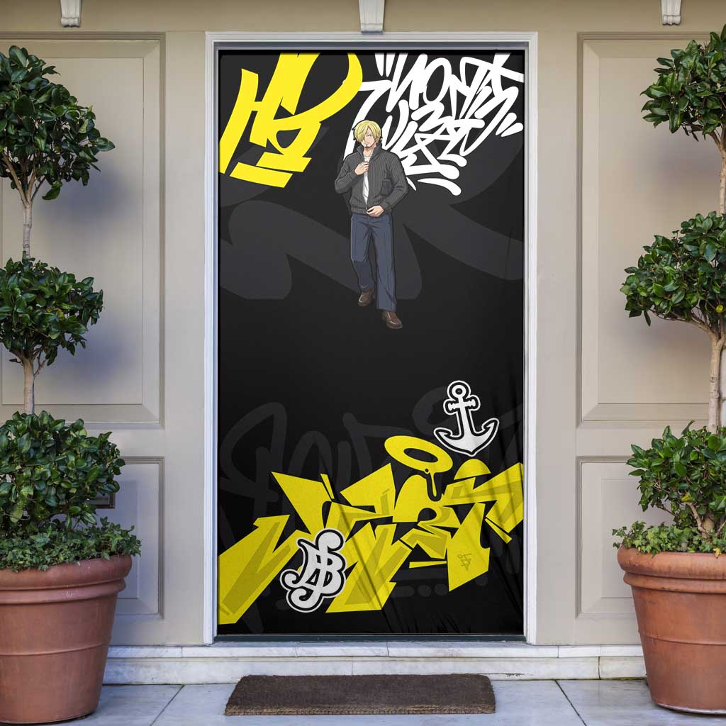 Vinsmoke Sanji One Piece Door Cover Graffiti Street Art Anime Collage