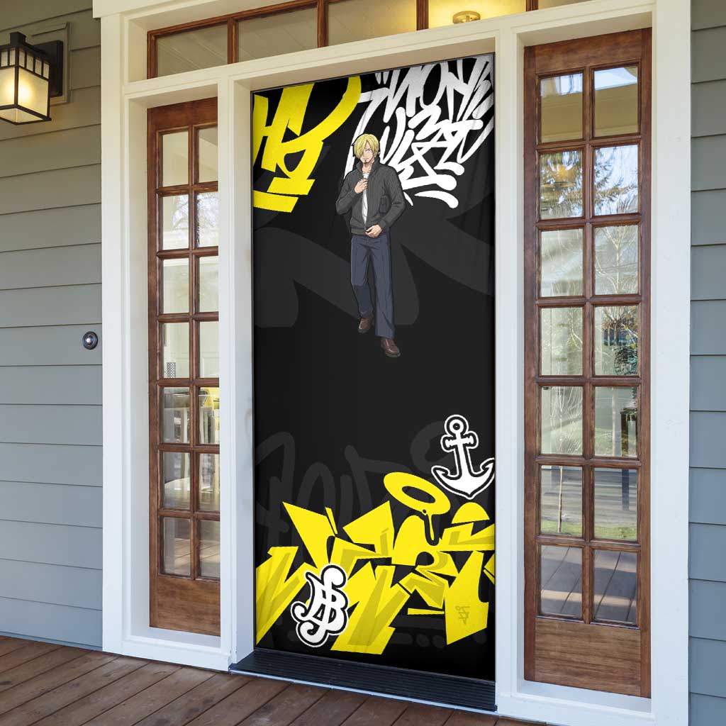 Vinsmoke Sanji One Piece Door Cover Graffiti Street Art Anime Collage