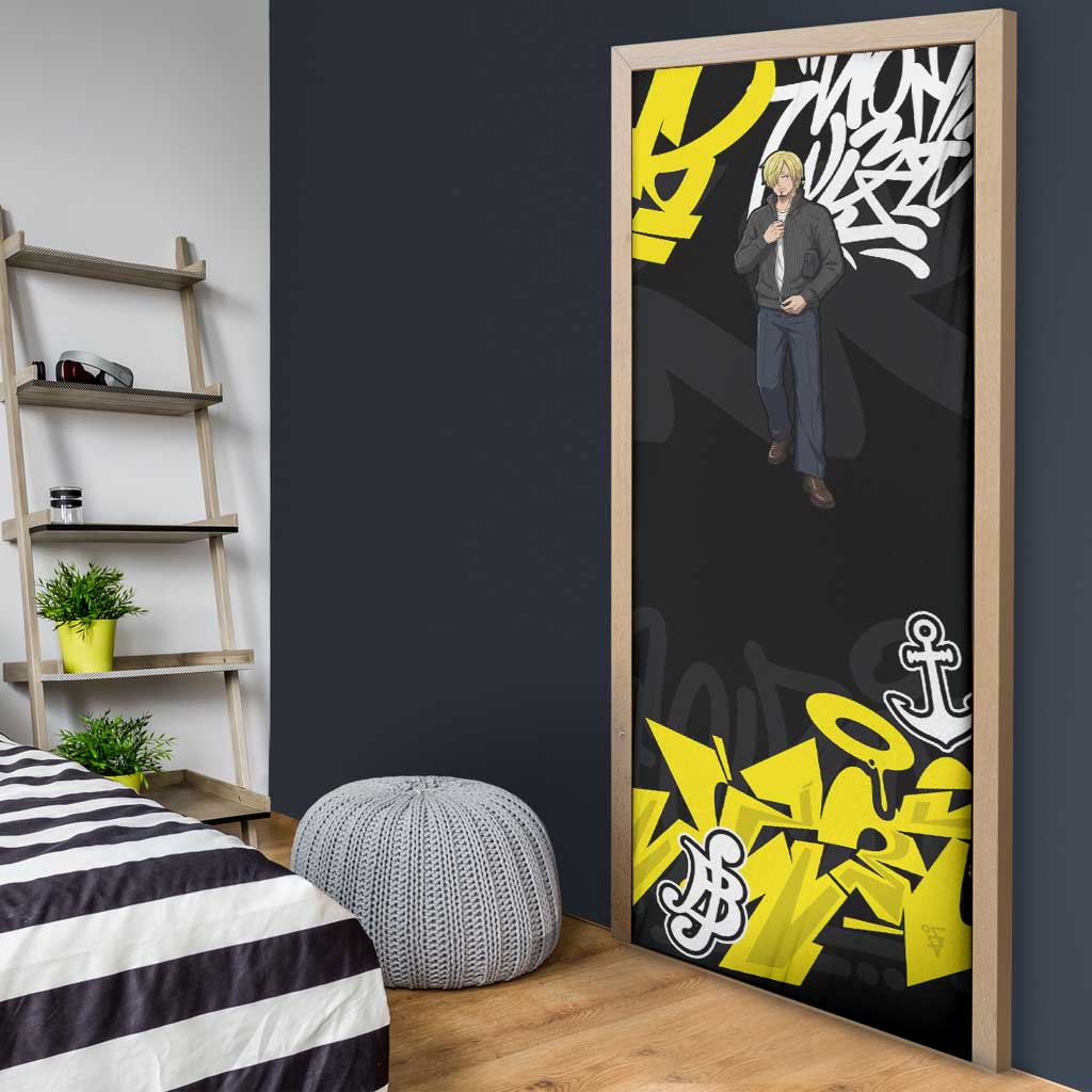 Vinsmoke Sanji One Piece Door Cover Graffiti Street Art Anime Collage