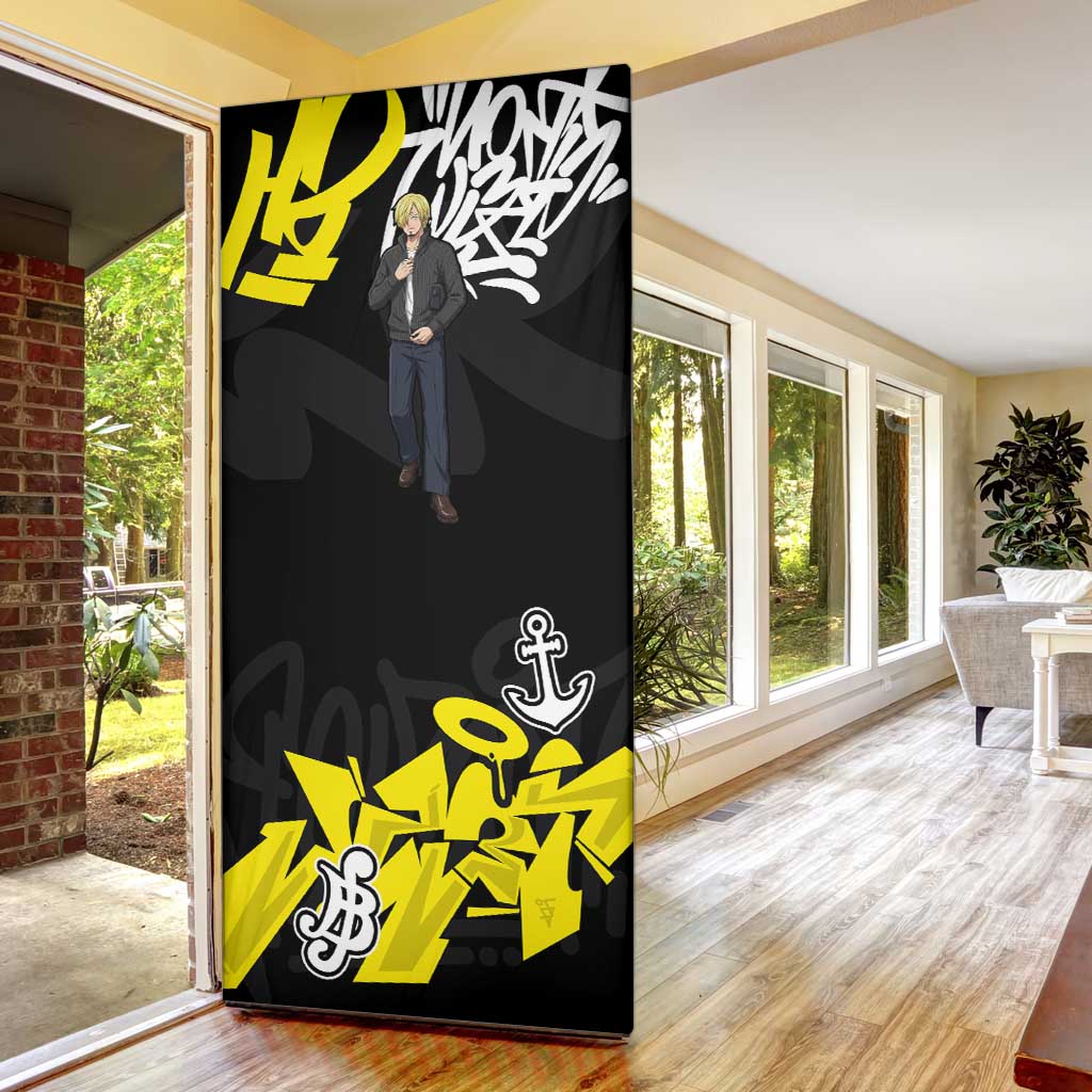 Vinsmoke Sanji One Piece Door Cover Graffiti Street Art Anime Collage