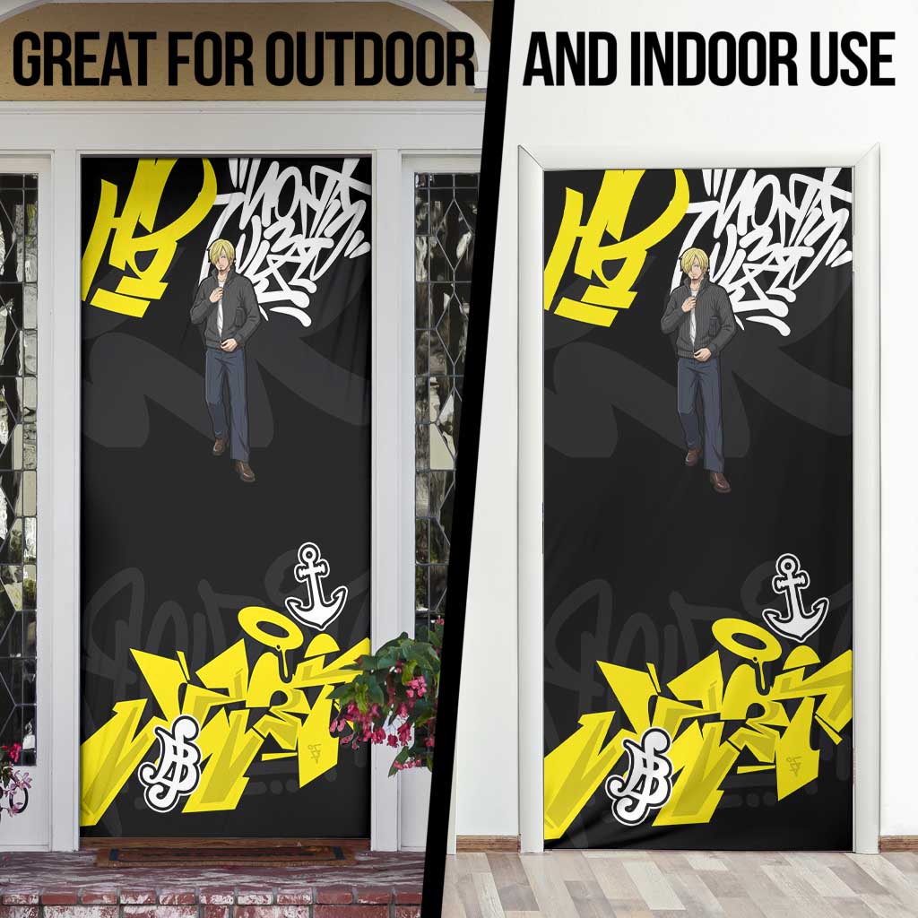 Vinsmoke Sanji One Piece Door Cover Graffiti Street Art Anime Collage