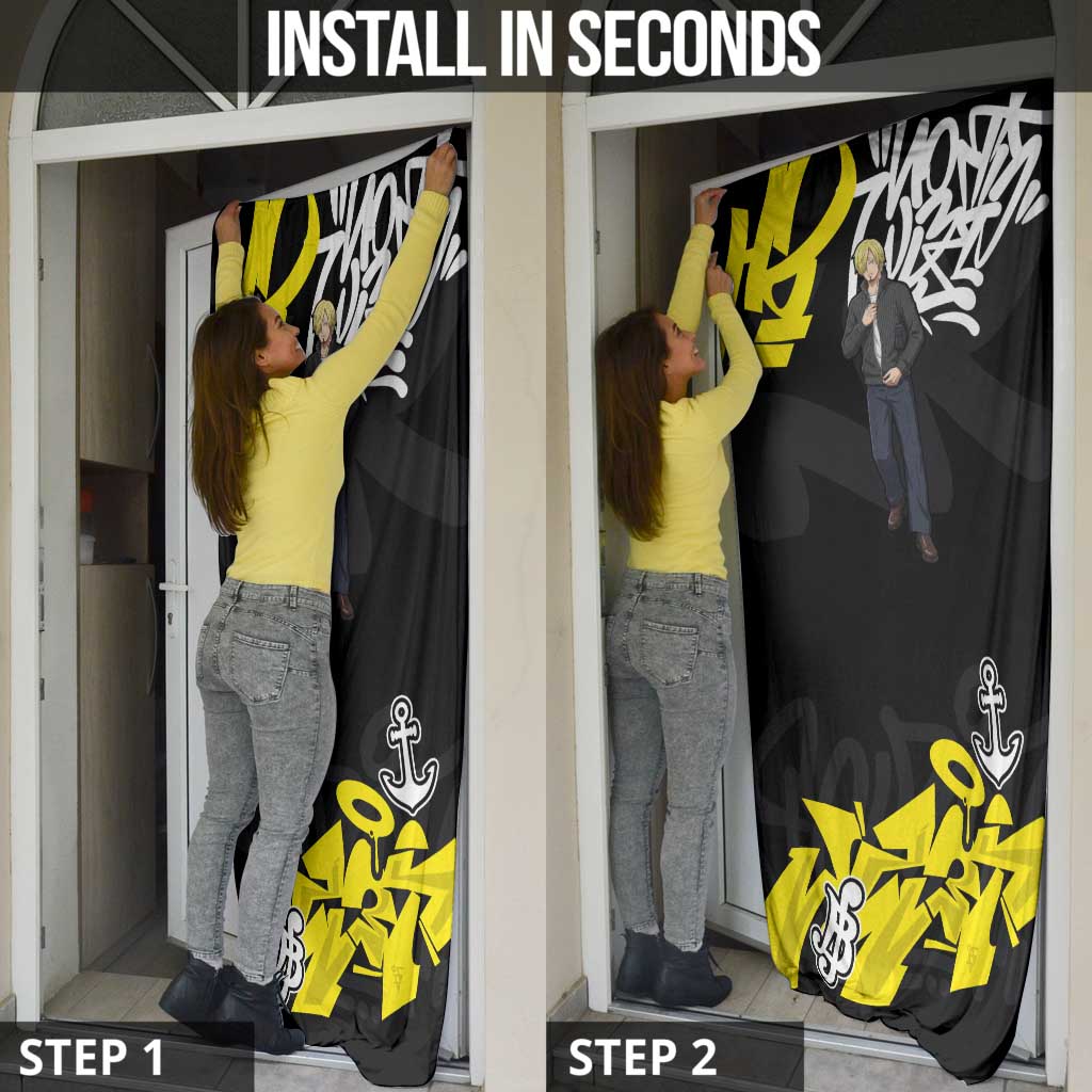 Vinsmoke Sanji One Piece Door Cover Graffiti Street Art Anime Collage