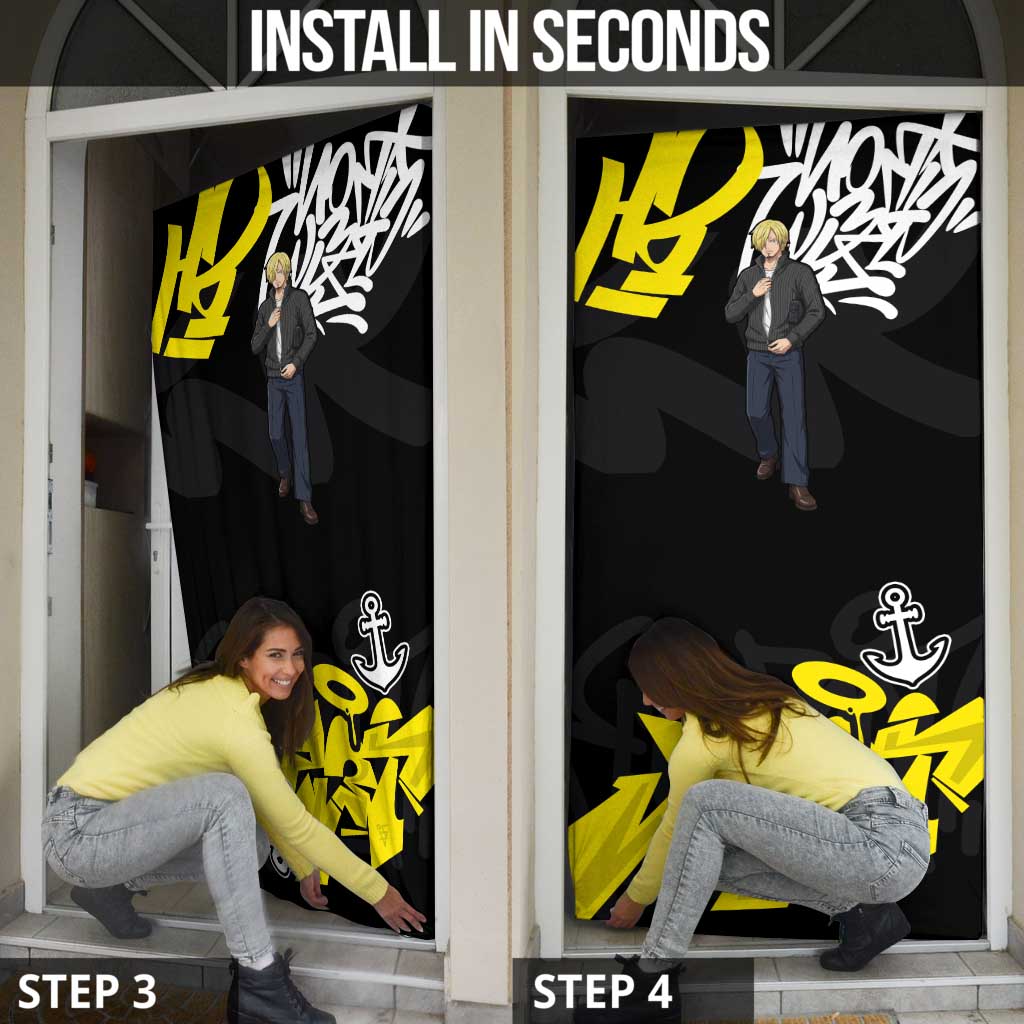 Vinsmoke Sanji One Piece Door Cover Graffiti Street Art Anime Collage