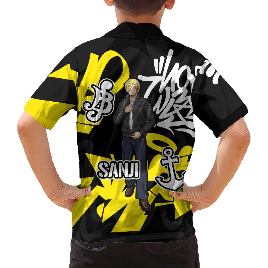 Vinsmoke Sanji One Piece Family Matching Off Shoulder Short Dress and Hawaiian Shirt Graffiti Street Art Anime Collage