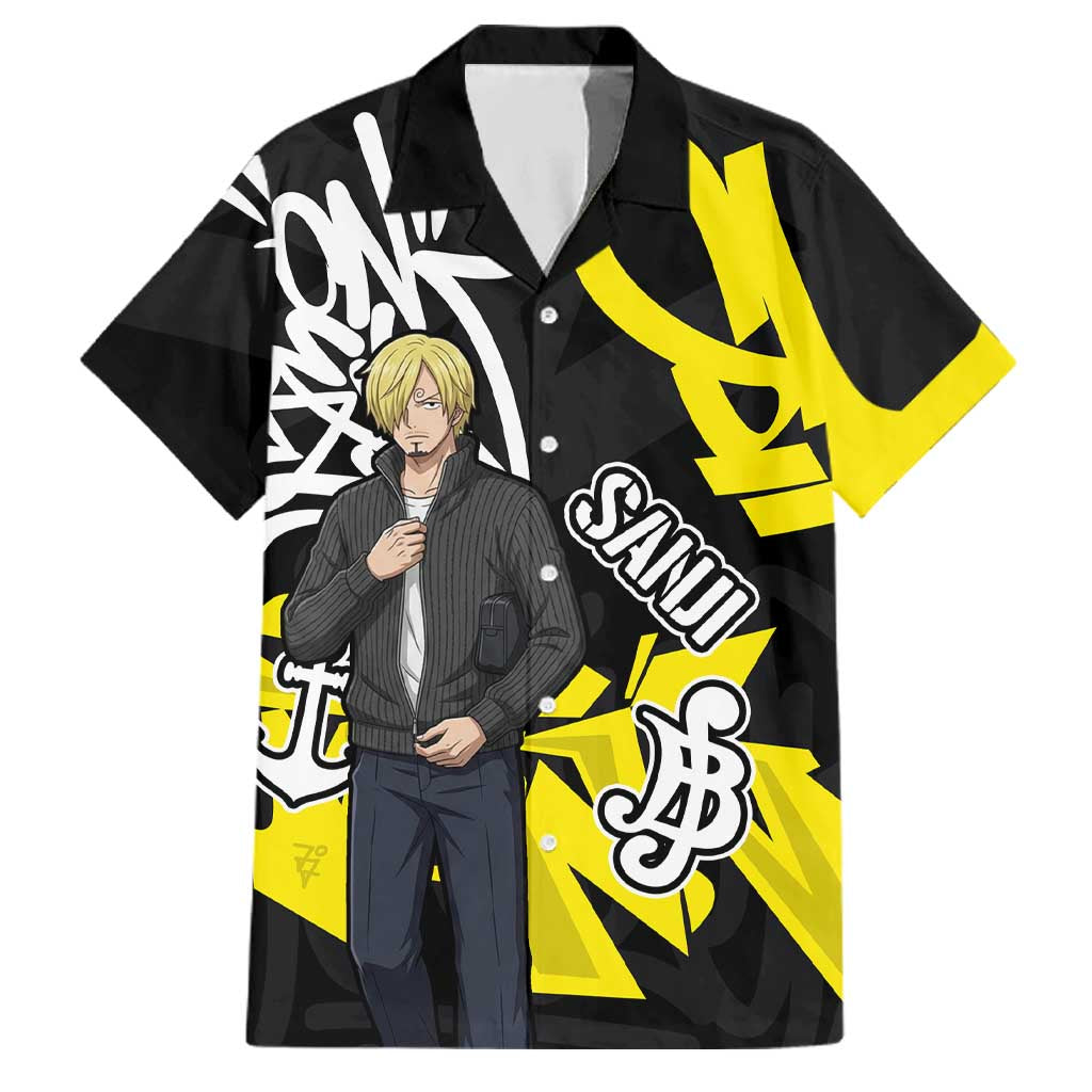 Vinsmoke Sanji One Piece Family Matching Summer Maxi Dress and Hawaiian Shirt Graffiti Street Art Anime Collage
