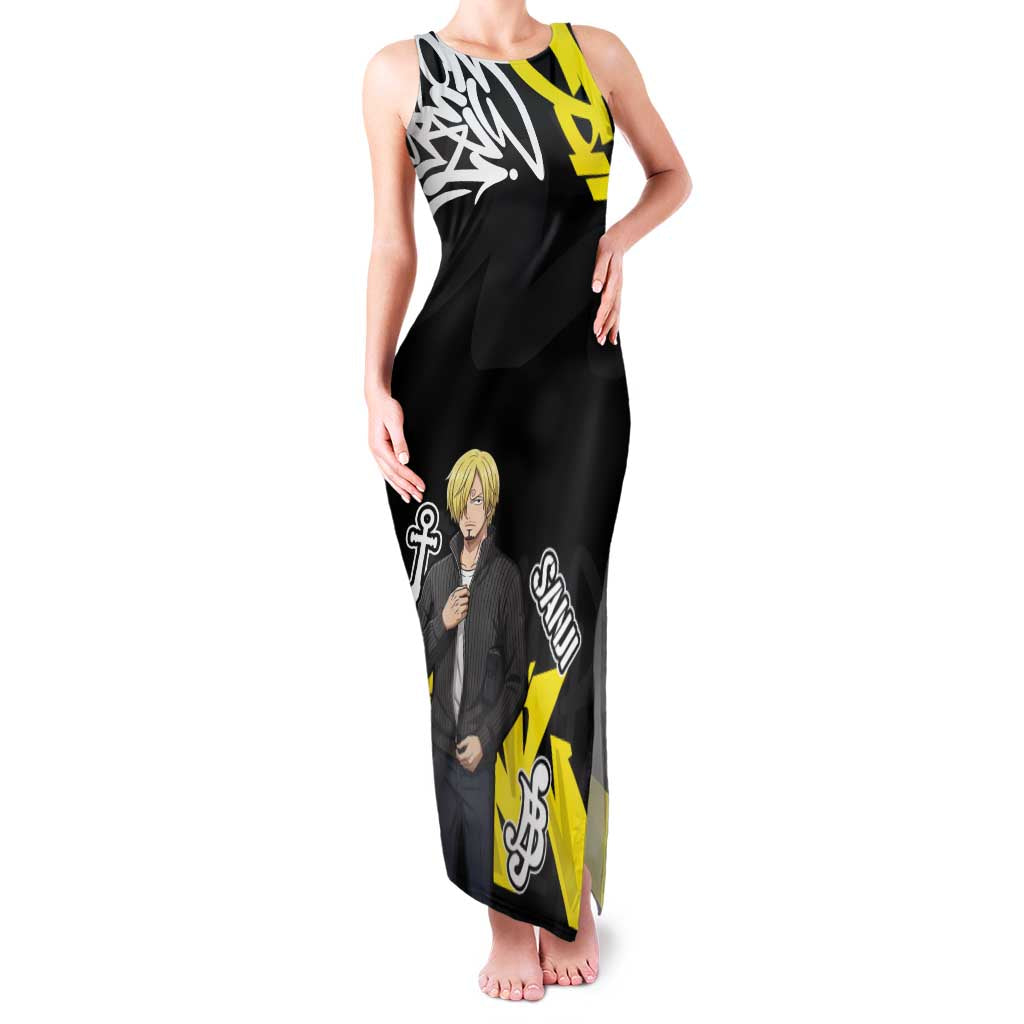 Vinsmoke Sanji One Piece Family Matching Tank Maxi Dress and Hawaiian Shirt Graffiti Street Art Anime Collage