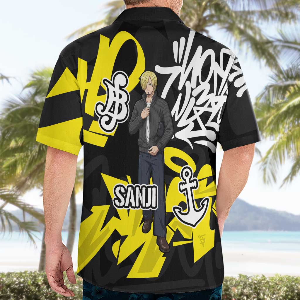 Vinsmoke Sanji One Piece Hawaiian Shirt Graffiti Street Art Anime Collage