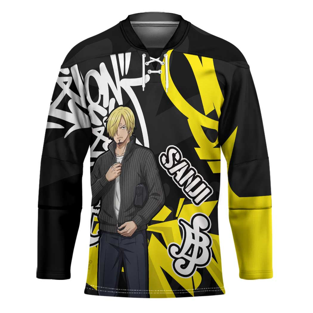 Vinsmoke Sanji One Piece Hockey Jersey Graffiti Street Art Anime Collage
