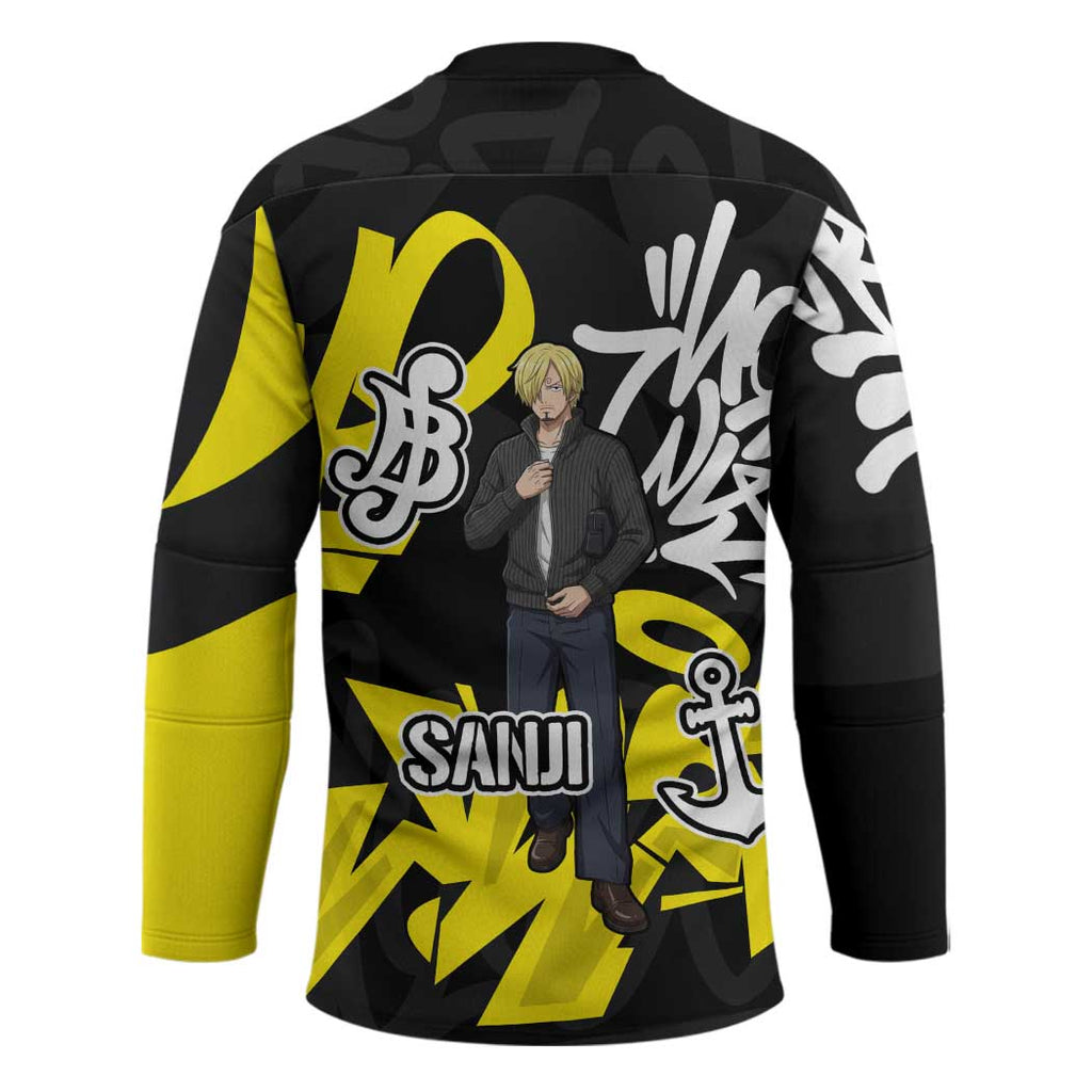 Vinsmoke Sanji One Piece Hockey Jersey Graffiti Street Art Anime Collage