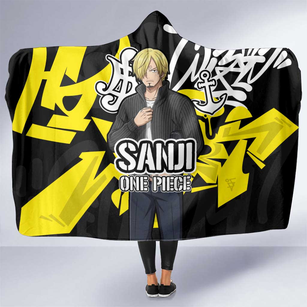 Vinsmoke Sanji One Piece Hooded Blanket Graffiti Street Art Anime Collage