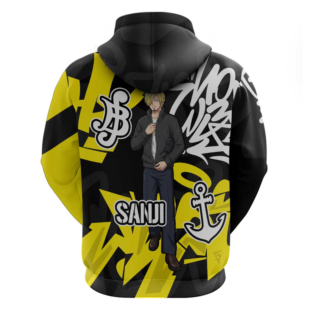 Vinsmoke Sanji One Piece Hoodie Graffiti Street Art Anime Collage