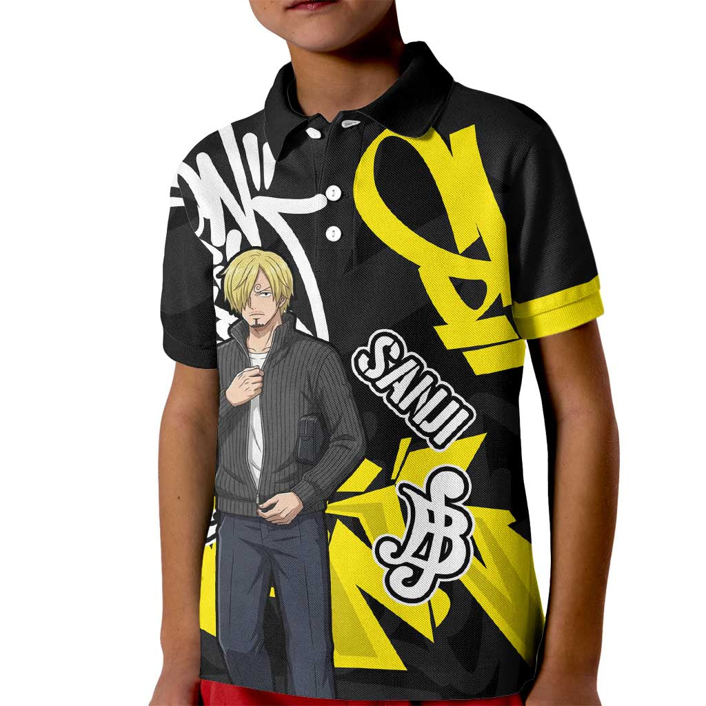Vinsmoke Sanji One Piece Kid Polo Shirt Graffiti Street Art Anime Collage