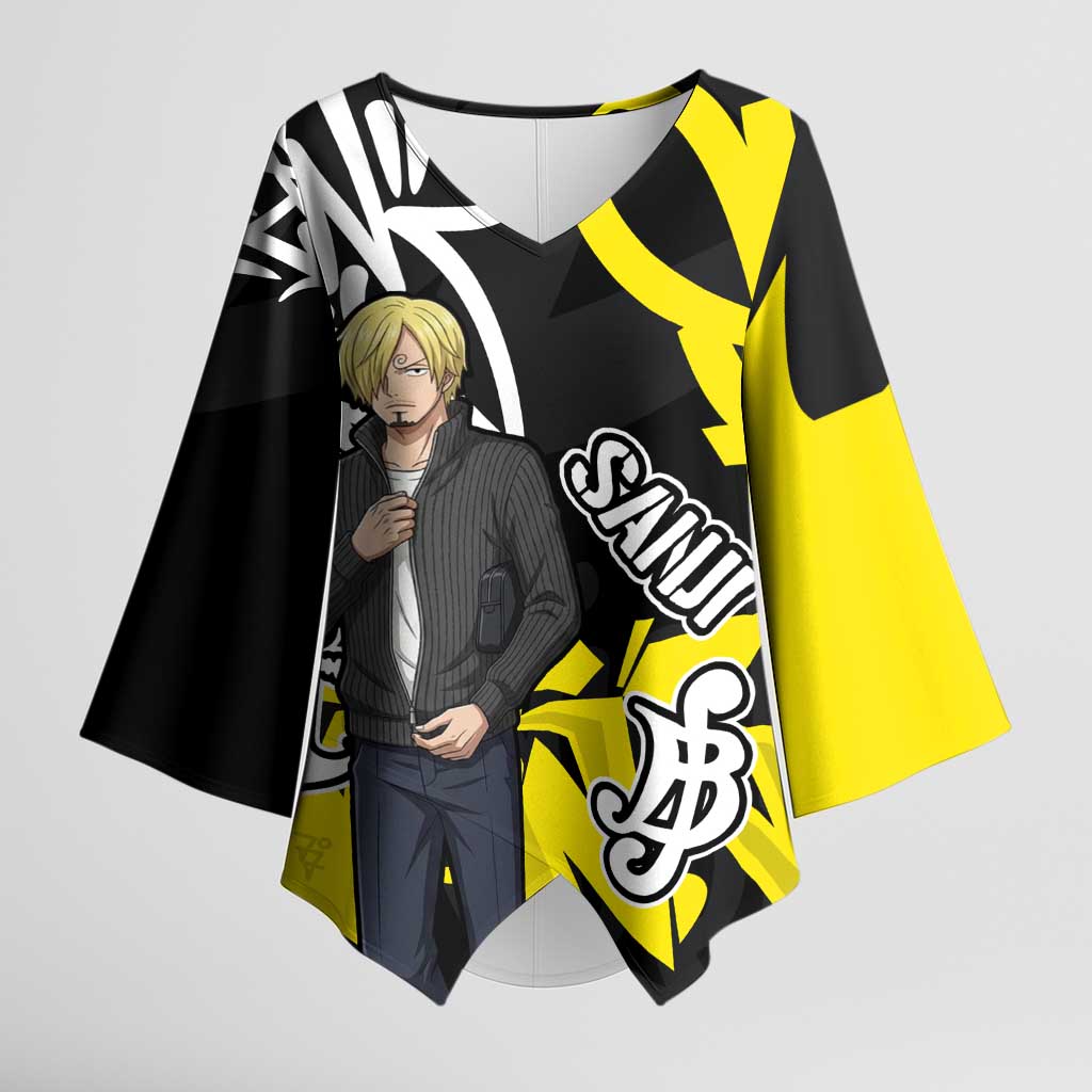 Vinsmoke Sanji One Piece Kimono Sleeve Blouse Graffiti Street Art Anime Collage