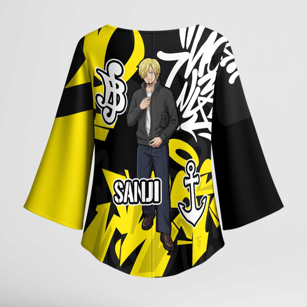 Vinsmoke Sanji One Piece Kimono Sleeve Blouse Graffiti Street Art Anime Collage