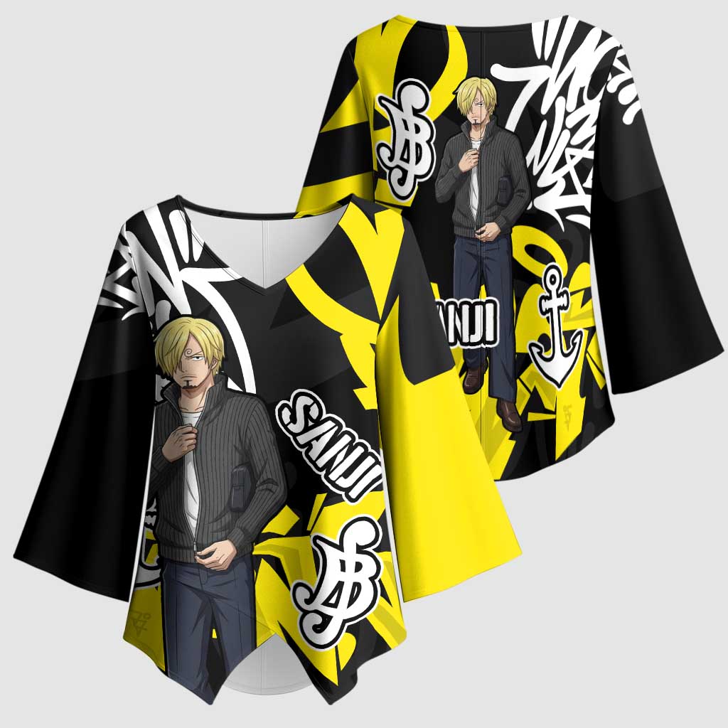 Vinsmoke Sanji One Piece Kimono Sleeve Blouse Graffiti Street Art Anime Collage