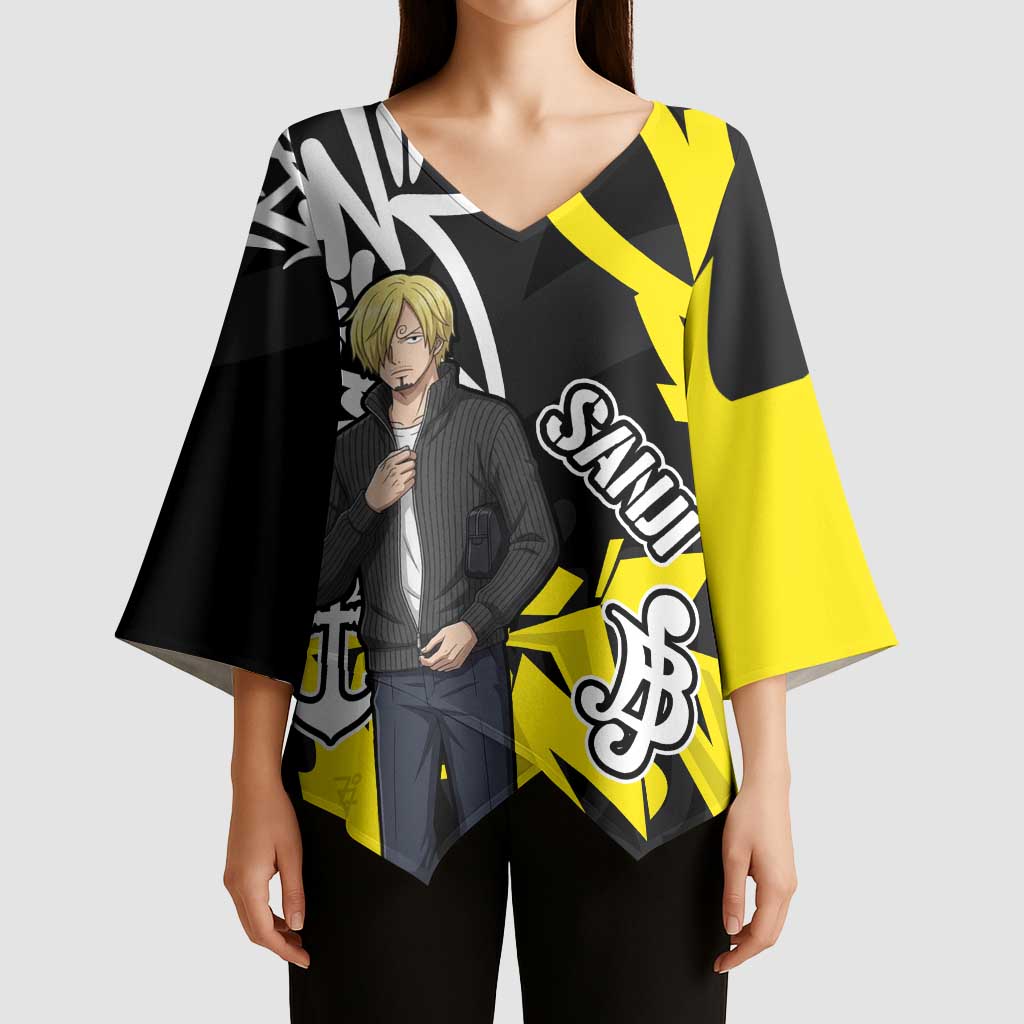 Vinsmoke Sanji One Piece Kimono Sleeve Blouse Graffiti Street Art Anime Collage