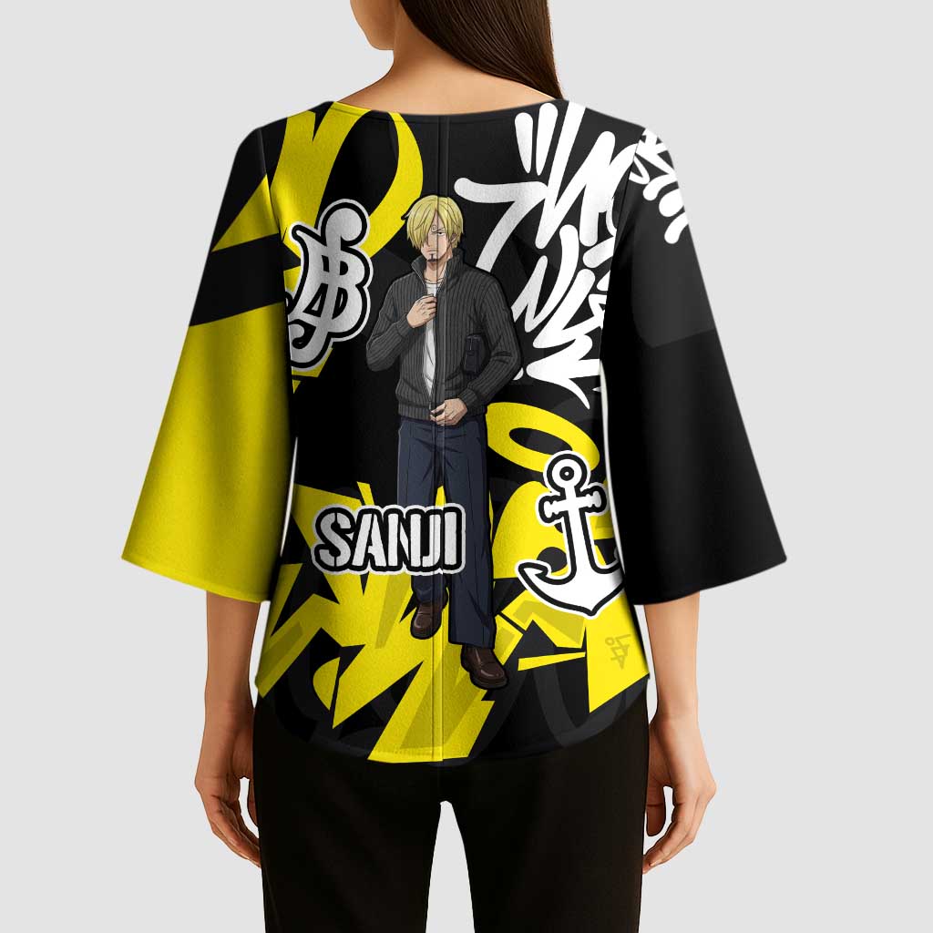 Vinsmoke Sanji One Piece Kimono Sleeve Blouse Graffiti Street Art Anime Collage