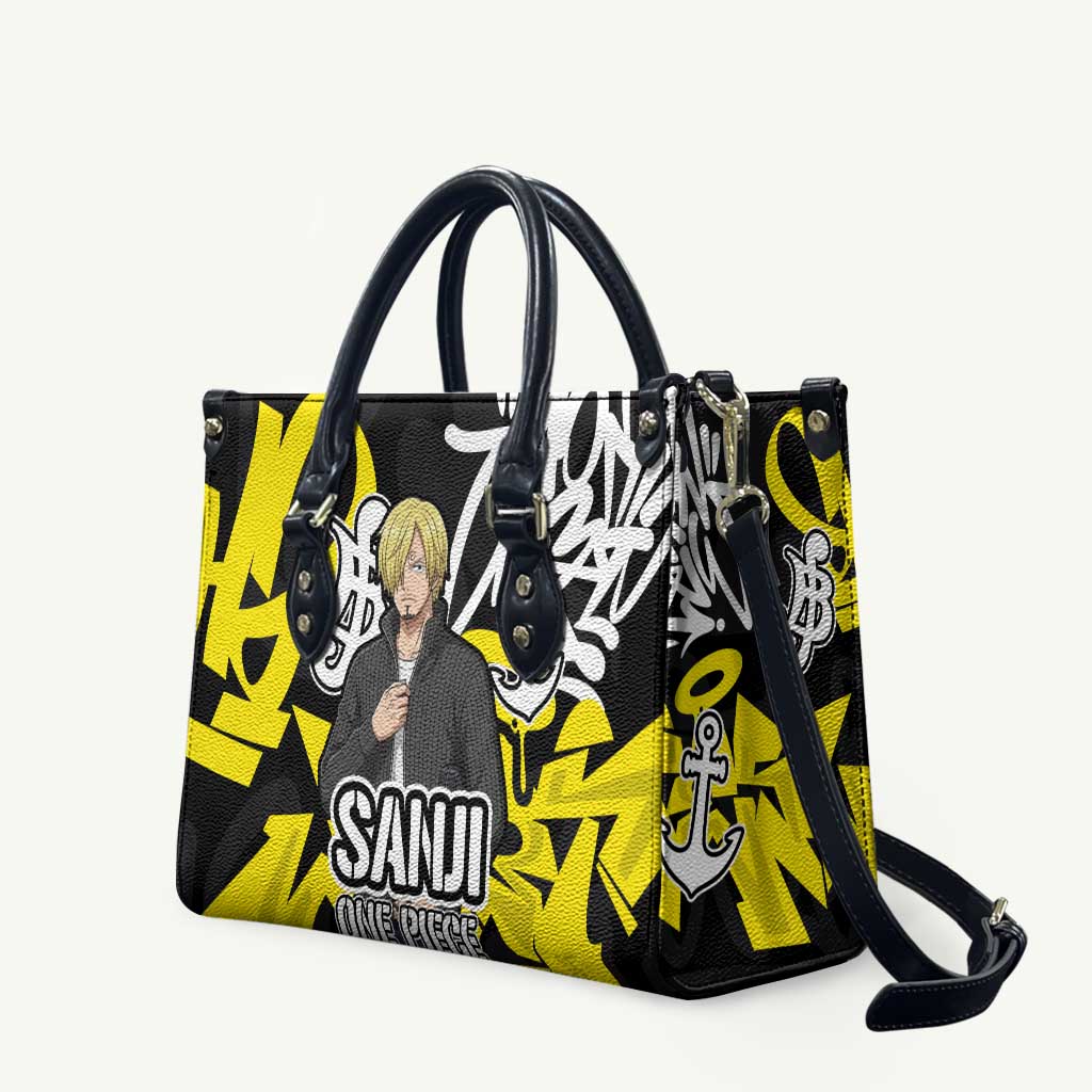 Vinsmoke Sanji One Piece Leather Bag Graffiti Street Art Anime Collage
