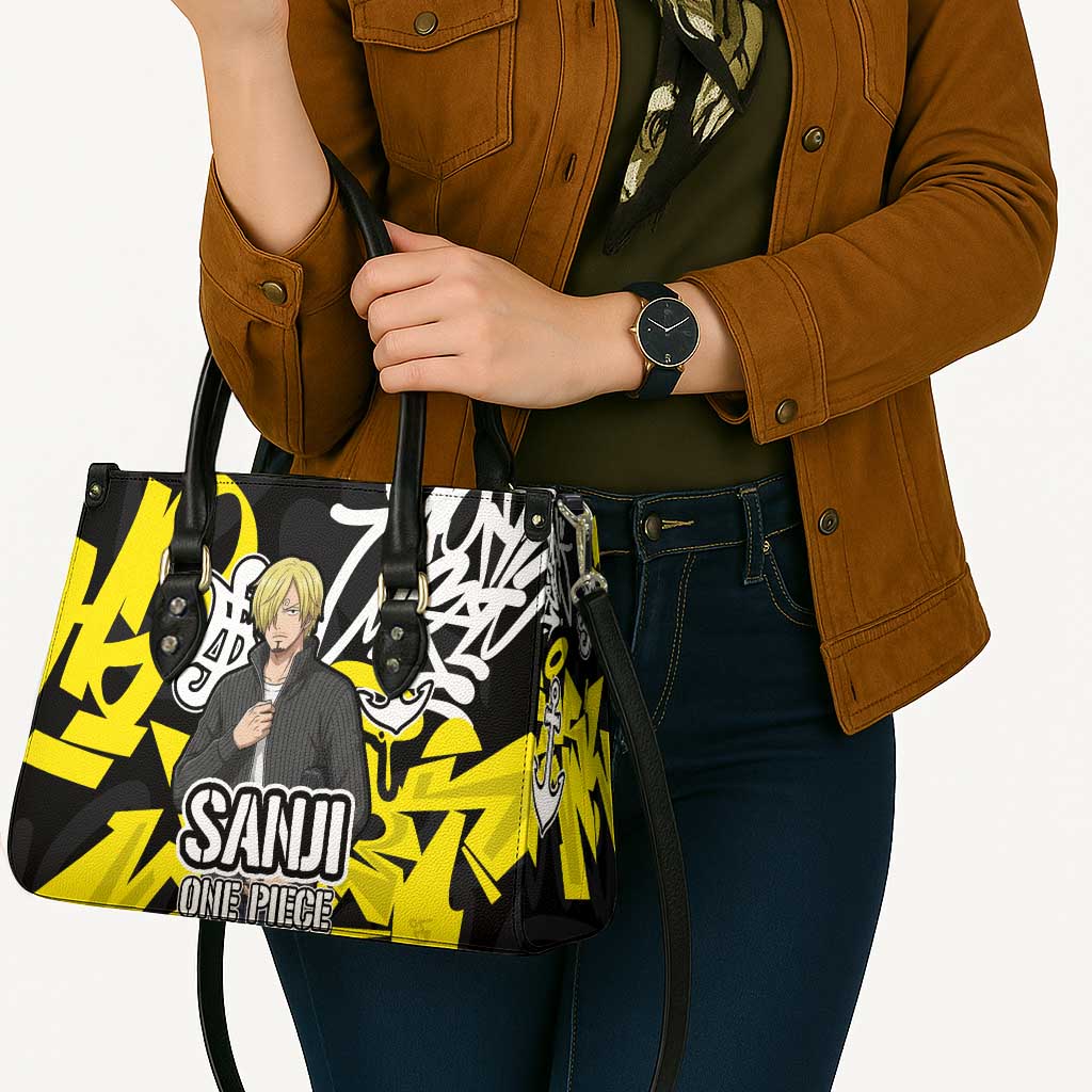 Vinsmoke Sanji One Piece Leather Bag Graffiti Street Art Anime Collage