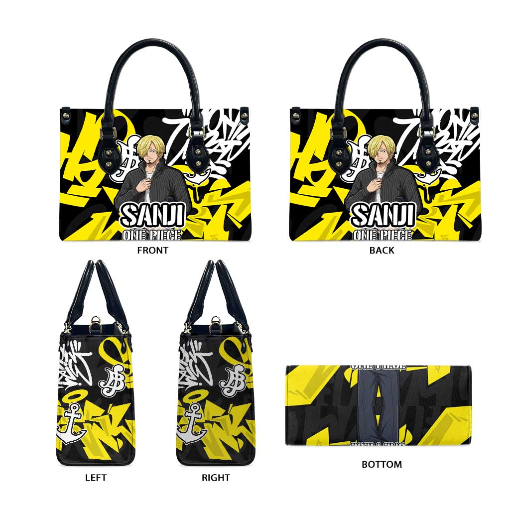 Vinsmoke Sanji One Piece Leather Bag Graffiti Street Art Anime Collage
