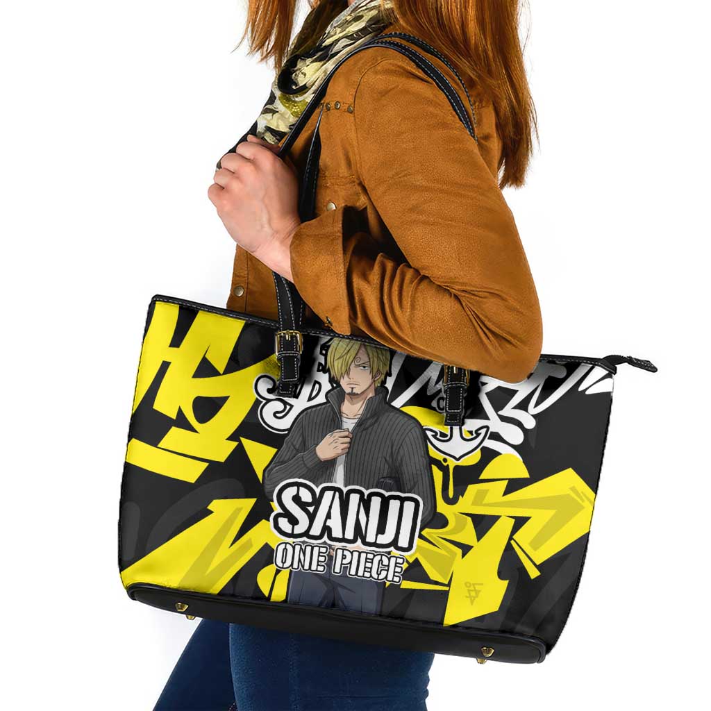 Vinsmoke Sanji One Piece Leather Tote Bag Graffiti Street Art Anime Collage
