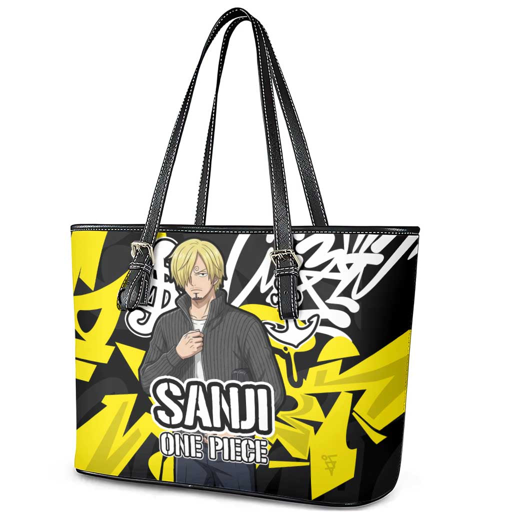 Vinsmoke Sanji One Piece Leather Tote Bag Graffiti Street Art Anime Collage