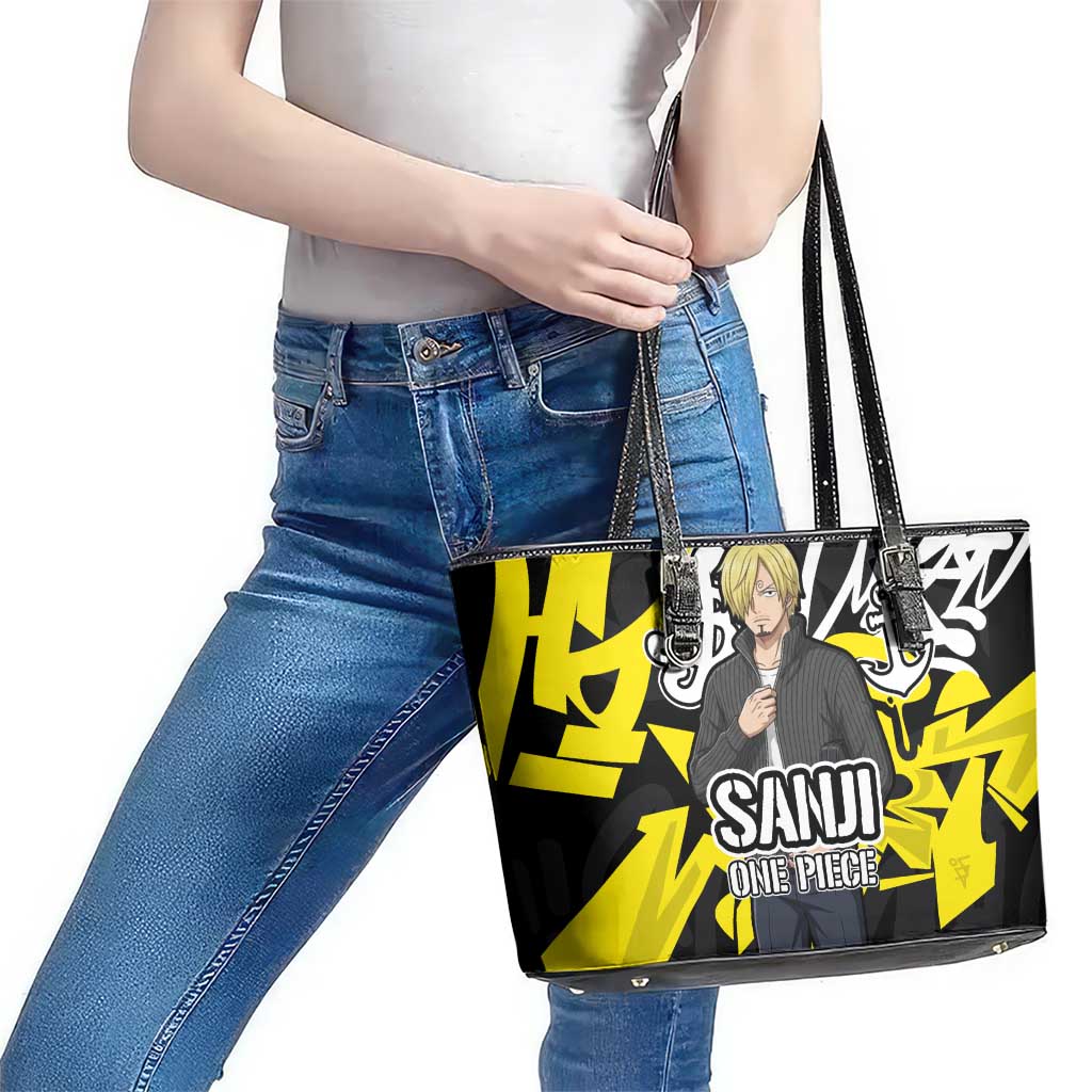 Vinsmoke Sanji One Piece Leather Tote Bag Graffiti Street Art Anime Collage