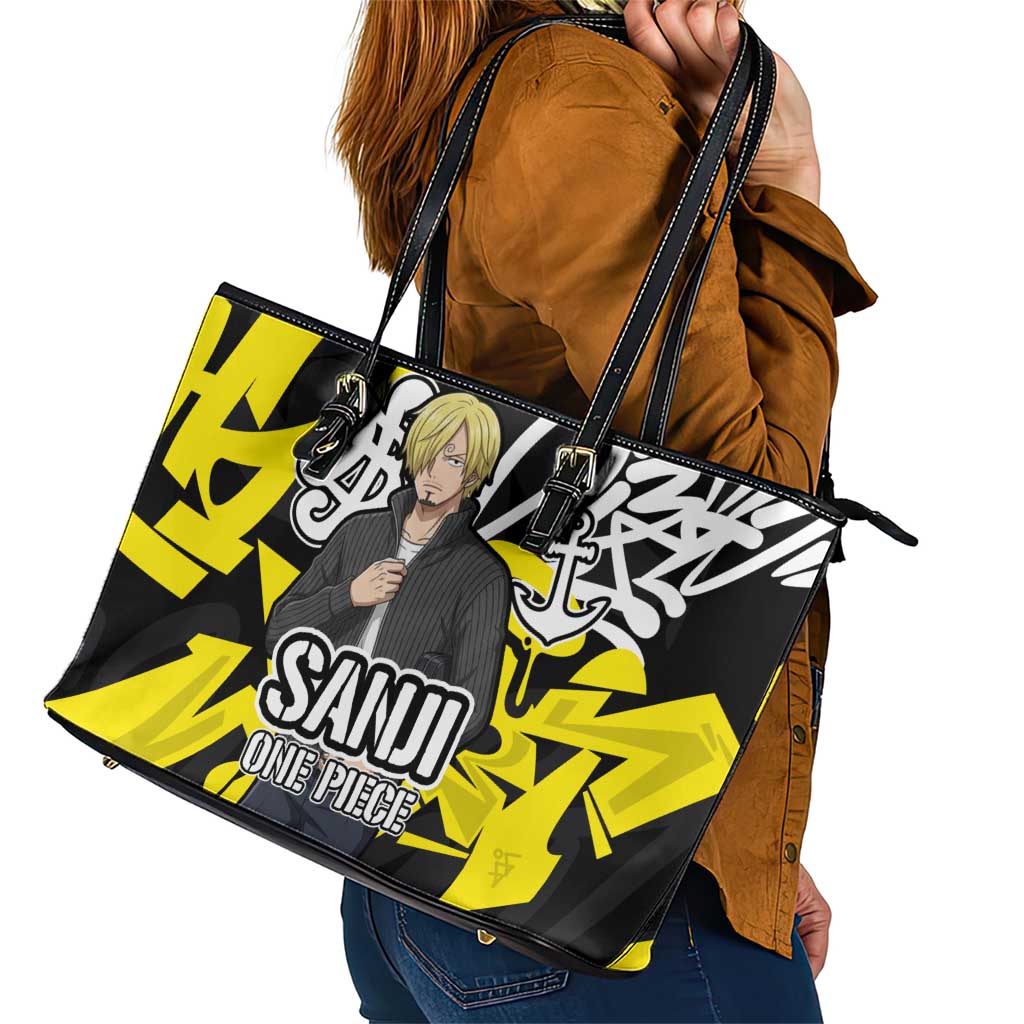 Vinsmoke Sanji One Piece Leather Tote Bag Graffiti Street Art Anime Collage