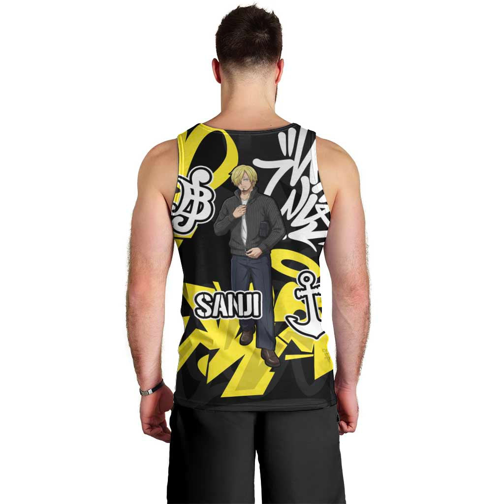 Vinsmoke Sanji One Piece Men Tank Top Graffiti Street Art Anime Collage