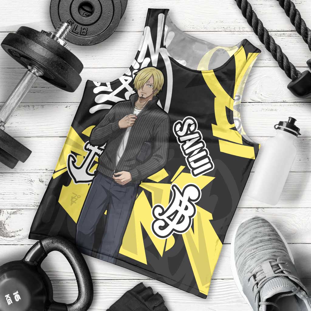 Vinsmoke Sanji One Piece Men Tank Top Graffiti Street Art Anime Collage