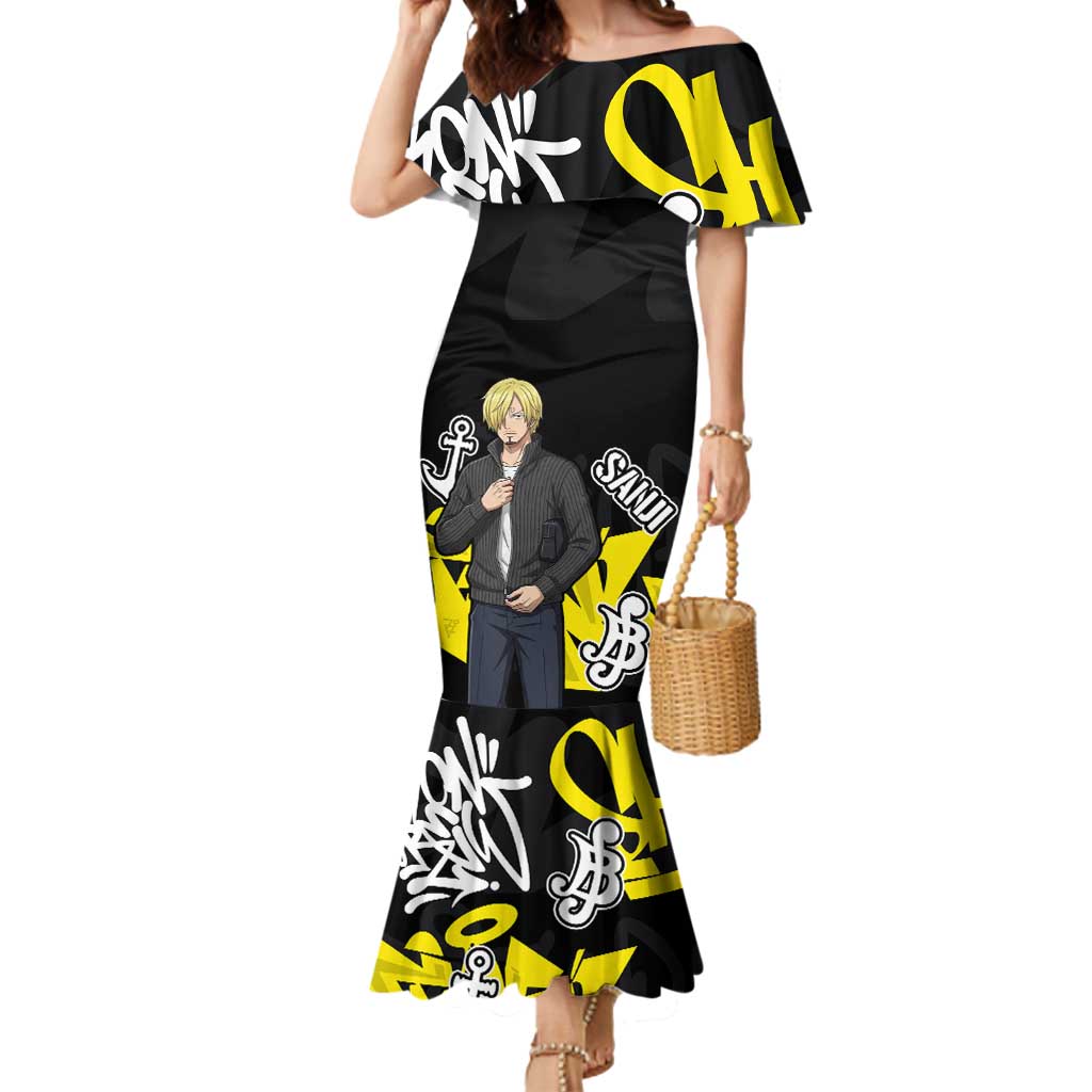 Vinsmoke Sanji One Piece Mermaid Dress Graffiti Street Art Anime Collage