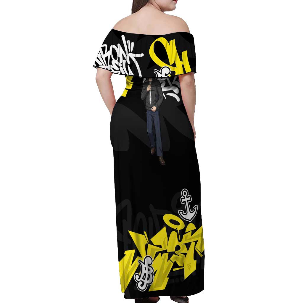 Vinsmoke Sanji One Piece Off Shoulder Maxi Dress Graffiti Street Art Anime Collage